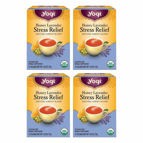 Yogi Tea Honey Lavender Stress Relief - 16 Bags per Pack (4