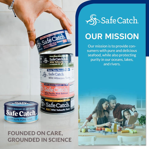 Whole30 5oz 12-Pack Safe Catch Canned Wild Tuna Fish, Wild Caught, Lowest Mercury, Gluten-Free, Kosher, Non-GMO