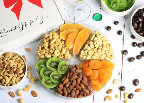 6-Pt Gourmet Salted Nuts & Dried Fruit Assortment Gift Tray by It's Delish Gift Box for Christmas, New Year Events