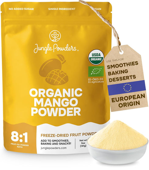 Jungle Powders Organic Mango Powder 5 Ounce Bag, Mango Extract for Baking,