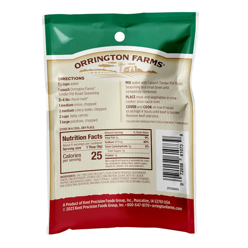 2.5 Oz, 30 Oz (Pack 12) Orrington Farms Slow Cookers Seasoning Mix, Tender Pot Roast
