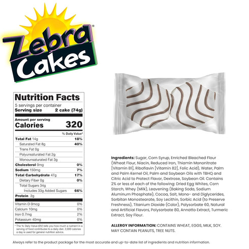 60 (6 Little Debbie Zebra Cakes, Twin-Wrapped Cakes Boxes)