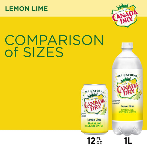 12 8 Count Canada Dry Lemon Lime Sparkling Seltzer Water, Fluid Ounce Can