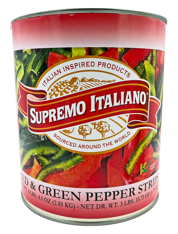 Supremo Italiano Red & Green Pepper Strips #10 Can