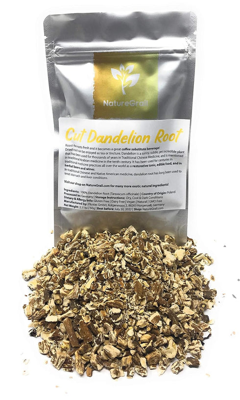 Dandelion Root - Dried Cut Root for Coffee Substitute Beverage - Enjoyed As Tea - 100% Dandelion Root, 2.11oz