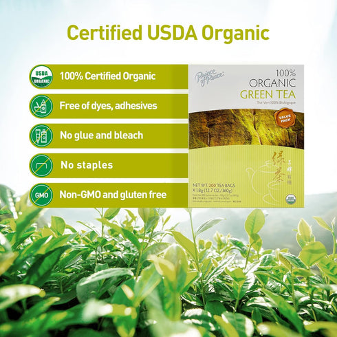 100% 200 Prince of Peace Organic Tea, BEST VALUE Family Size, Tea Bags (Organic Green Tea)