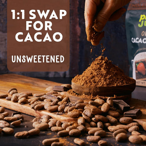 8 oz Plant Junkie Organic Cacao Powder, - Unsweetened, Rich Dark Chocolate Taste, Certified Non GMO, Gluten Free