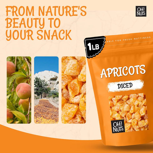 1 lb Packed Oh! Nuts Dried Apricot - - Dried Fruit Diced - No Sugar Added - Dehydrated Fruit Bites - in New York