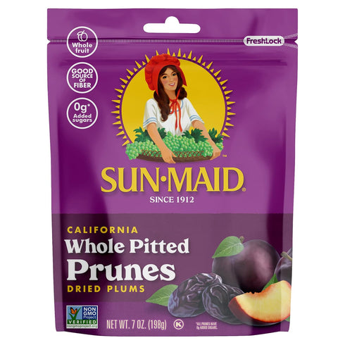 Sun-Maid Pitted Prunes, Non-GMO, 100% Fruit, No Sugar added, 7 oz (Pack