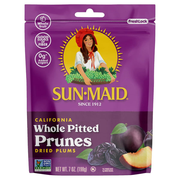 Sun-Maid Pitted Prunes, Non-GMO, 100% Fruit, No Sugar added, 7 oz (Pack
