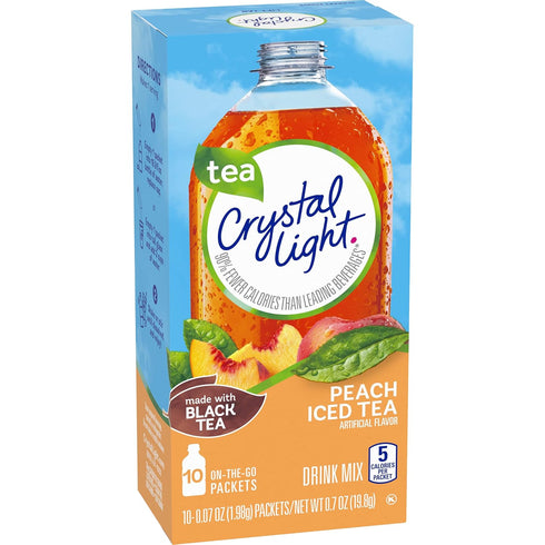 10 (Pack 8) Crystal Light On-the-Go, Peach Iced Tea Drink Mix, CT