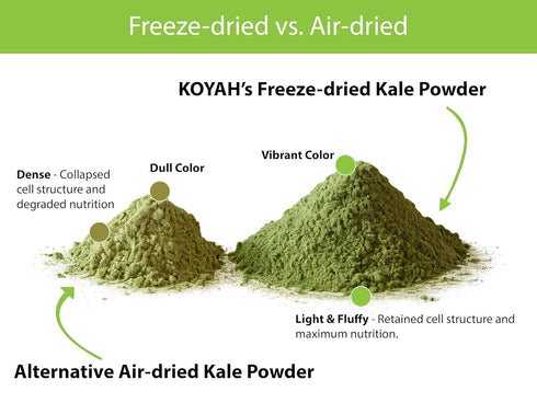 30 KOYAH - Organic USA Kale Powder (Equivalent to Cups Fresh): Freeze-dried, Whole-Leaf Powder