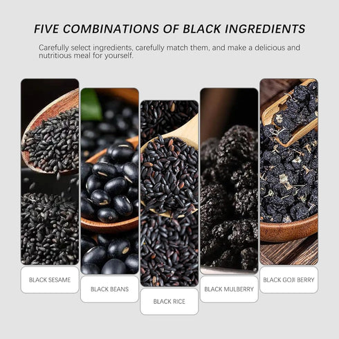 BAYUEDEGUA 100g/3.52oz Mulberry+Black 10 -Sandwich Black Sesame Pill Black Sesame+Black Beans+Black Rice+Black Goji