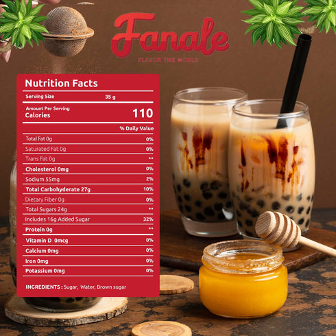 1 12 oz Fanale Brown Sugar Boba Tea Kit with Boba Pearls, US Boba Co Tapioca Pearl Made in USA Pound, Brown sugar boba