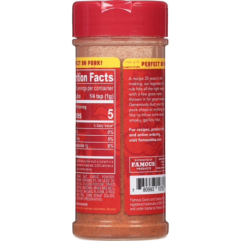 1 (5.5 oz.) Famous Dave's - pck, Rib Rub Seasoning