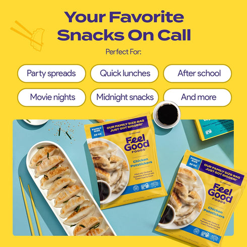 22oz (Frozen) Feel Good Foods Chicken Potstickers - Family Size Gluten Free Dumplings with Umami Tamari Dipping Sauce