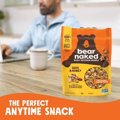 11oz (1 (Pack 2) Bear Naked Granola Cereal, Whole Grain Granola, Breakfast Snacks, Oats and Honey, Bag Bag)