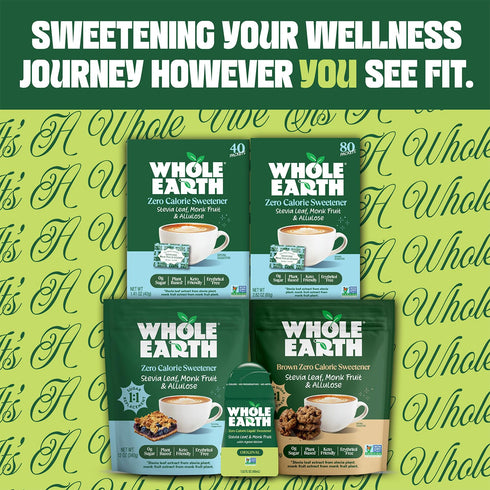 1,000 Packets (Packaging 70.54 Whole Earth Sweetener Co. Stevia and Monk Fruit Sweetener, Erythritol Sweetener, Sugar