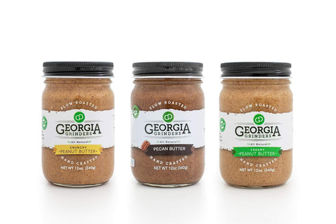 12oz Georgia Grinders - Georgia Grown Gift Box Trio!! each gift box contains one jar of each: Pecan Butter, Creamy