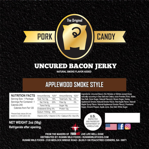 100% 4 (Pack 2 2 Smoked Applewood Bacon Jerky Sweet, Smoky & Irresistibly Delicious Gourmet Indulgence | Made with Real