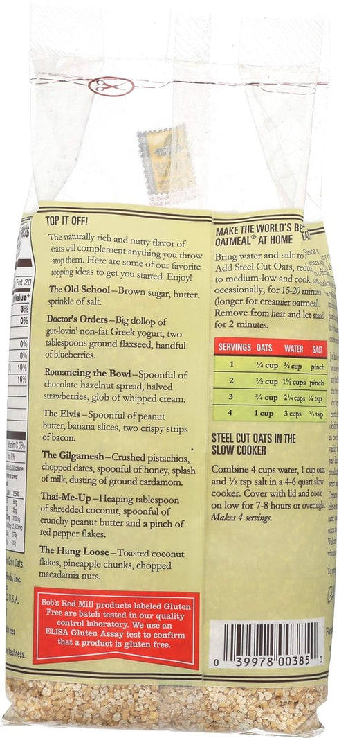 24 Bob's Red Mill Gluten Free Organic Steel Cut Oats, Ounce