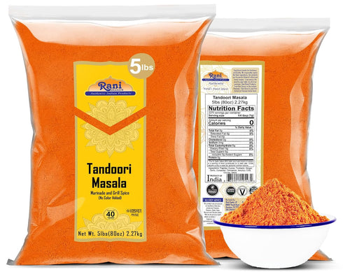 11-Spice 80oz (5lbs) 2.27kg Rani Tandoori Masala (Natural, No Colors Added) Indian Blend Bulk ~ Salt Free | Vegan |