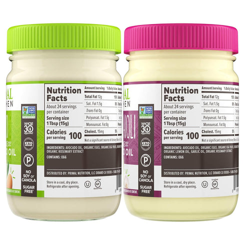 Pack, 12 Pack 2 Primal Kitchen Mayo Made with Avocado Oil, No Soy or Canola Oils, Variety Two Original & Garlic Aioli