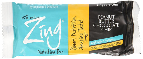 Zing Peanut Butter and Chocolate Chip Gluten Free Bars, 1.76-Ounce (Pack of