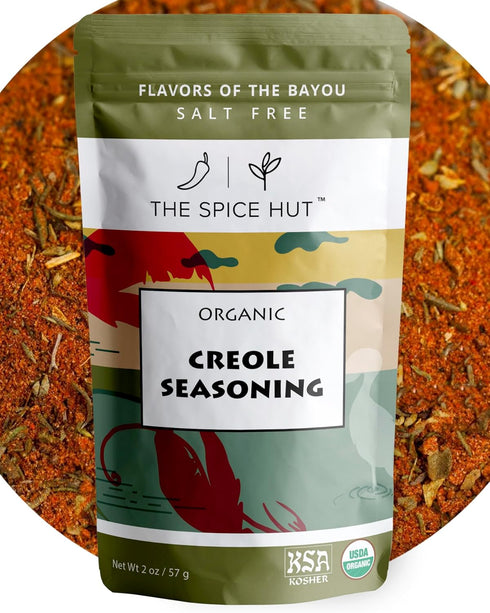Spice Hut Organic Creole Seasoning, Salt-Free Louisiana Dry Rub, 2oz Pack, All-Natural, Gluten Free, Vegan