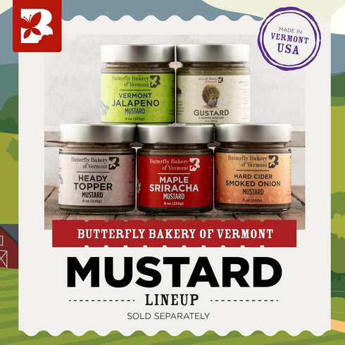 8 oz Butterfly Bakery of Vermont - Hard Cider Smoked Onion Mustard, Sweet & Savory, No-Heat Gourmet Mustard Spread