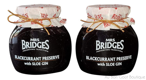 Mrs. Bridges of Scotland , Set of 2 Jars, Blackcurrant Preserves with Sloe Gin, Imported from