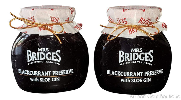 Mrs. Bridges of Scotland , Set of 2 Jars, Blackcurrant Preserves with Sloe Gin, Imported from