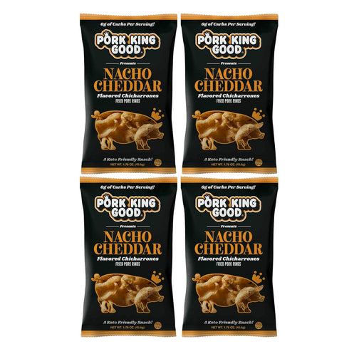 (4 Pack) Pork King Good Nacho Cheddar Pork Rinds (Chicharrones) Snacks