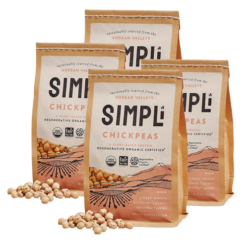 SIMPLi Regenerative Organic Certified Chickpeas, High in Fiber and Protein, Plant-Based Protein,
