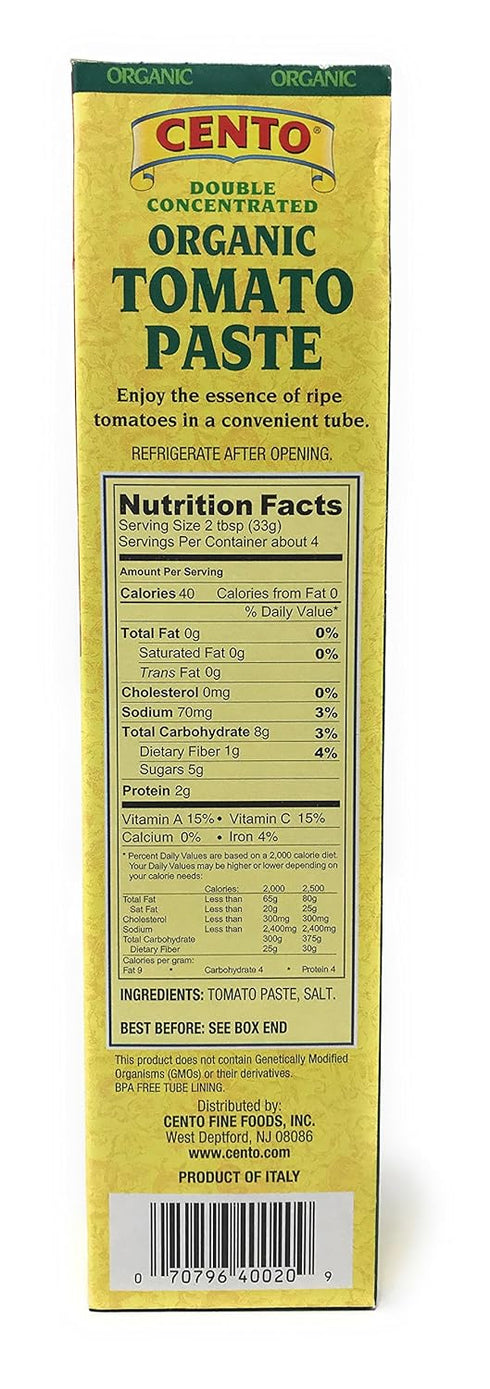 Cento 2/ 4.56 oz Double Concentrated ORGANIC Tomato Paste - tubes
