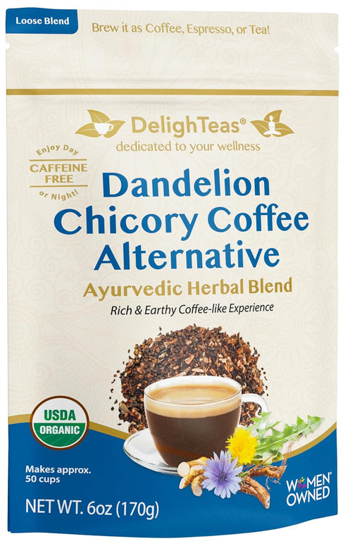 DelighTeas Organic Coffee Alternative | Ayurvedic Herbal Chicory Dandelion Coffee | Coffee
