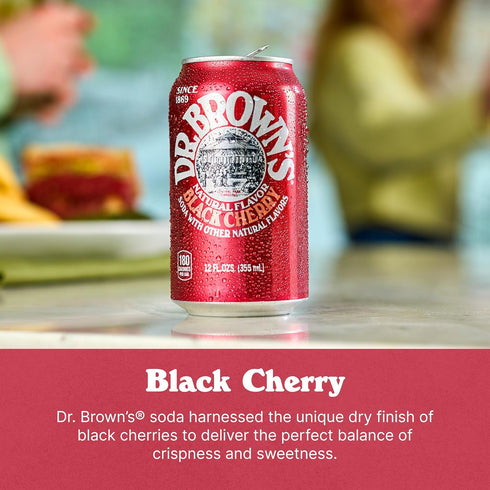 24 24 12 oz Dr. Brown's Black Cherry Soda - A New York Original - Cans - Kosher, Gourmet Soda Pop - Black Cherry