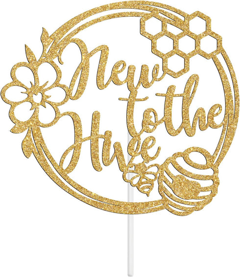 NARLOPI 1st New to the Hive Cake Topper - A little Bee is on the Way, Bee Baby Shower/Gender Reveal/Announcement/Baby