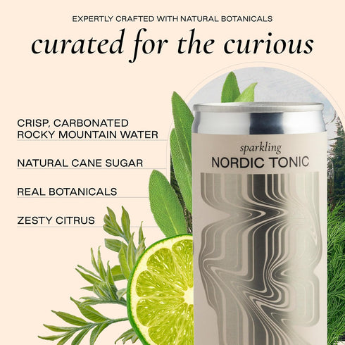 12 Pack (8.4 Oz Strongwater Sparkling Nordic Tonic Water - Cans Fl Each) - Premium Mixer Made with Quinine, Rocky