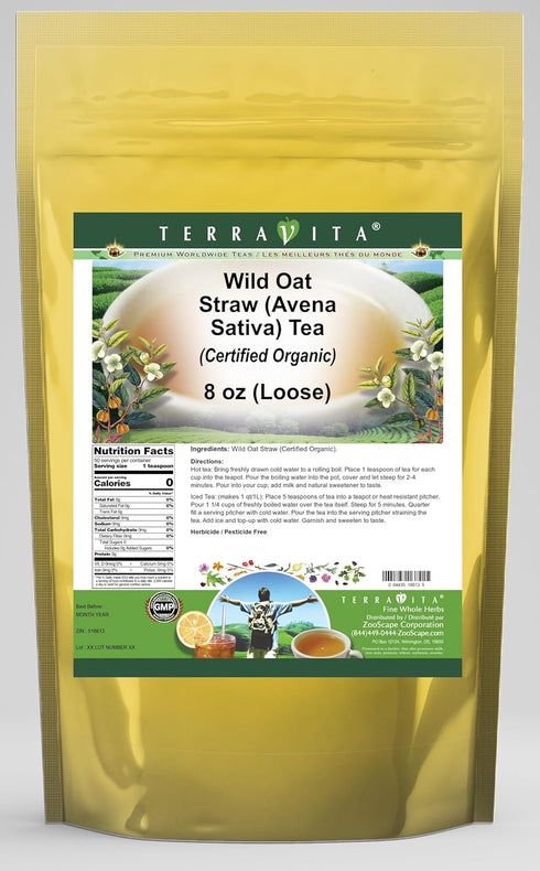 Terravita Wild Oat Straw (Avena Sativa) (Certified Organic) Tea (Loose) (8 oz, ZIN: