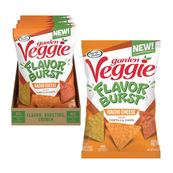 Sensible Portions Garden Veggie Flavor Burst Tortilla Chips, Nacho, 6 Oz (Pack