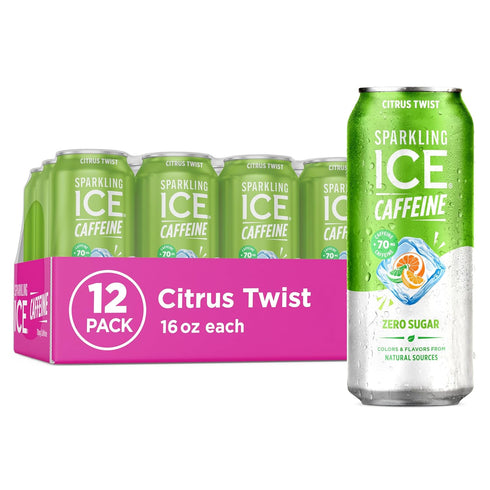 Sparkling Ice Caffeine Citrus Twist Sparkling Water with Caffeine, Zero Sugar, with