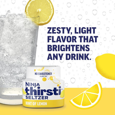 20, 12oz 3 Pack, Ninja Thirsti Flavored Water Drops, SELTZER Lemon, Crisp and Refreshing Sparkling Water, Zero