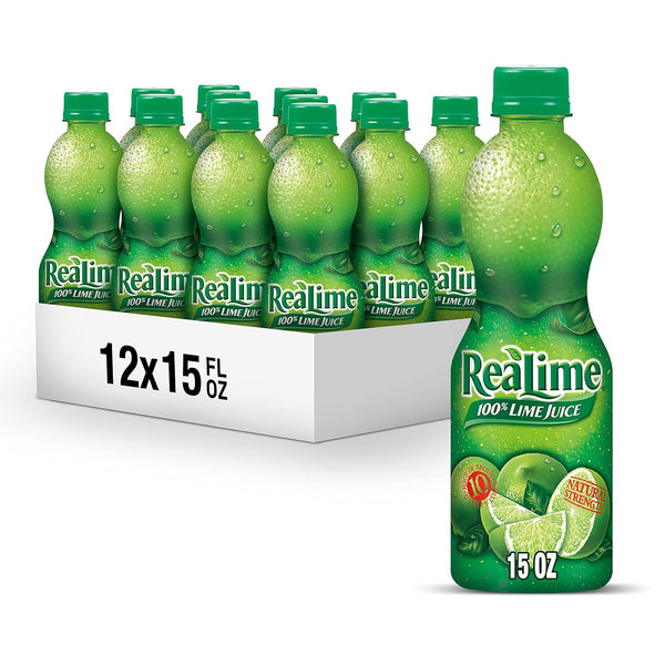 ReaLime 100% Lime Juice, 15 fl oz bottle (Pack of 12), Made