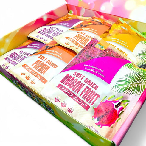 Pack 12 480 CHAVI Soft Dried Exotic Tropical Fruits | of | Gift Box - Low or No Sugars or Preservatives - Non-GMO