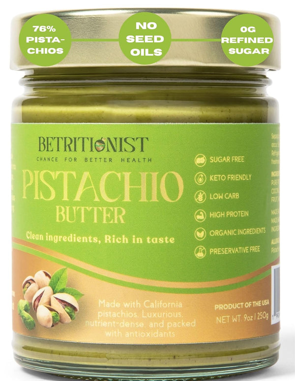 Betritionist 76% Pistachios Cream,Naturally Sweet 0 calorie sugar, Clean energy boost,9oz,Made with MCT