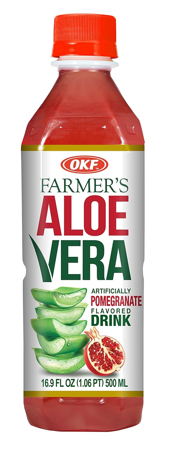 OKF Farmer's Aloe Vera Drink, Pomegranate, 16.9 Fluid Ounce (Pack of 12)