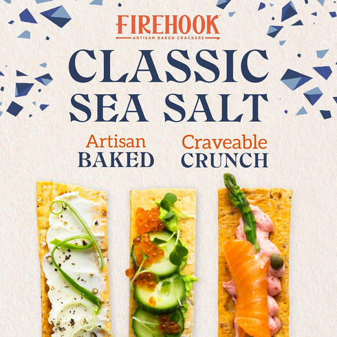 5.5 oz Firehook Sea Salt Crackers Artisan Baked, Uniquely Crunchy, Baked with Simple Ingredients Organic, Non-GMO