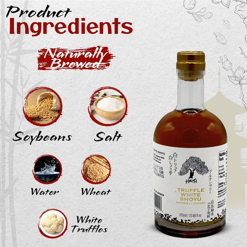 HAKU 2 12.68 Oz (375 ml) Truffle White Shoyu Naturally Brewed Aged Years, - Traditional Gourmet Dipping Sauce