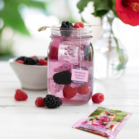 18 Count (Pack 6), 108 Bigelow Botanicals Cold Water Infusion Blackberry Raspberry Hibiscus Herbal Tea, Caffeine Free